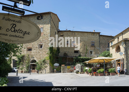 the piazza in Volpaia, Tuscany, Italy Stock Photo