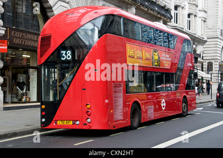 Rear view of new Routemaster London bus. Travelling east along Piccadilly , London W1. Stock Photo