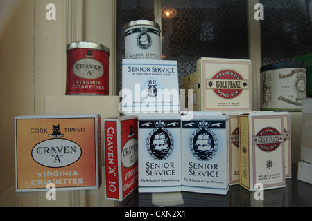 Vintage cigarette packets (British) from after the second world war up to the 1970s. Stock Photo