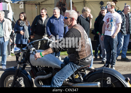 Chopper  motorcycle at a show in Gloucestershire England Stock Photo