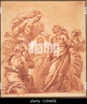 Bartolomeo Biscaino (Italian, 1632 - 1657 ), Christ Appearing to the Three Marys Stock Photo