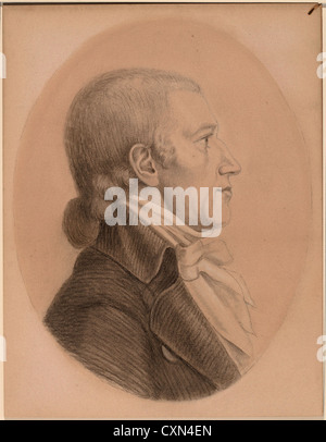 after Charles-Balthazar-Julien-Févret de Saint-Mémin, Daniel Kemper, black chalk heightened with white on pink laid paper Stock Photo