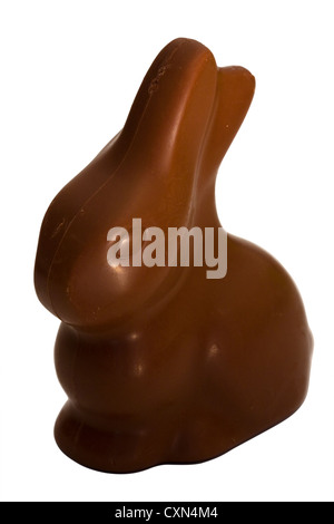 Cut Out. Chocolate Rabbit on white background. Stock Photo