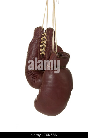 Vintage boxing gloves on white background Stock Photo