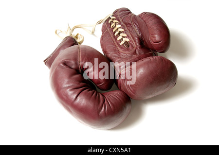 Vintage boxing gloves on white background Stock Photo