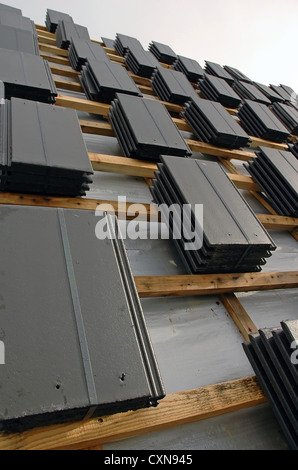 roofing tiles on roof Stock Photo