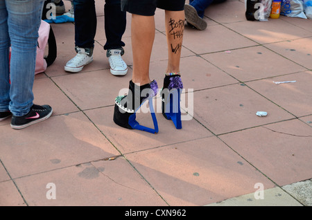 Fans of Lady Gaga before the show in Barcelona. 12/10/06 Stock Photo