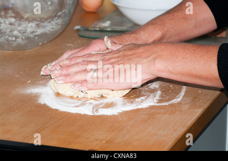 Cook Kneading Cake Dough Home Baking Stock Photo