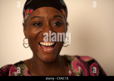 Caribbean Woman Portrait Laughing Stock Photo