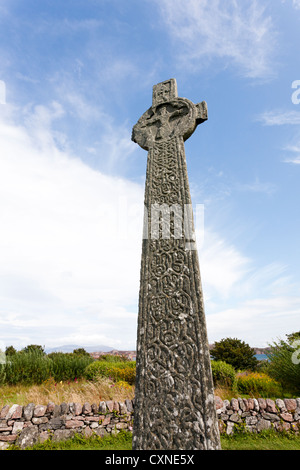 The Maclean Cross dating from c.1500 AD on Iona, off the Isle of Mull, Inner Hebrides, Argyll and Bute, Scotland, UK Stock Photo