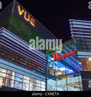 cinema vue sign outside alamy illuminated westfield london night