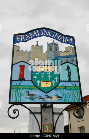 Town sign Framlingham Suffolk England UK Stock Photo