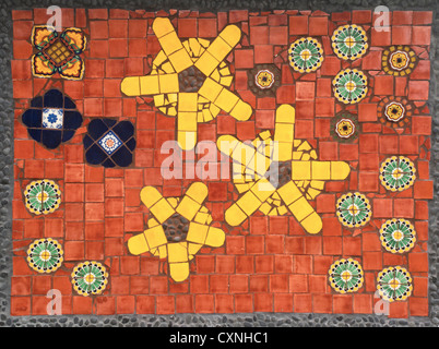 wall of Moravian tiles Stock Photo