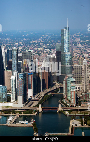 aerial photograph Trump International Hotel and Tower Chicago, Illinois Stock Photo