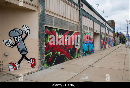 Street art on an abandoned building in Detroit Stock Photo