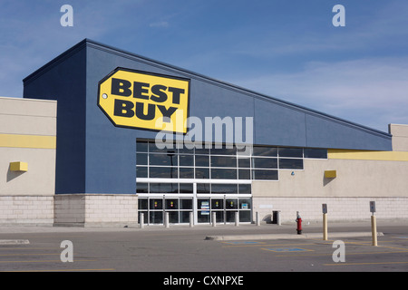 A logo sign outside of a Best Buy Outlet retail store location in ...