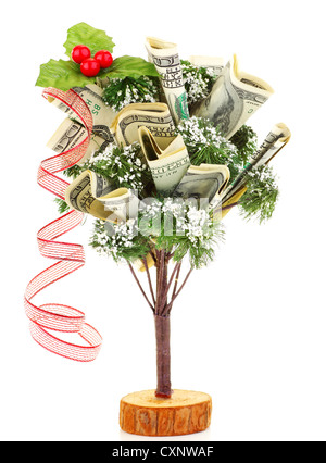 Money Tree Ribbons Money tree on white background. Concept of financial growth and passive ...