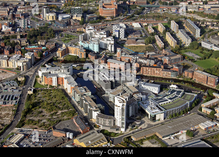 aerial view of Clarence Dock in Leeds Stock Photo