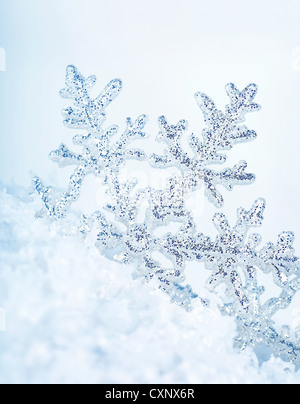 Beautiful blue snowflake winter holiday background Stock Photo