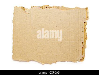 Ripped piece of cardboard isolated on white background. Cardboard with ...