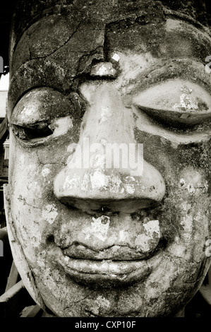 Strange Buddha art sculpture in Wat Jedlin in Chiang Mai in Thailand in Far East Southeast Asia. Buddhist Buddhism Portrait Portraiture Bizarre Travel Stock Photo