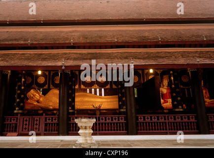 Sleeping Buddha at Wat Chedi Luang in Chiang Mai Thailand Far East Southeast Asia. Buddhism Buddhist Architecture Religion History Historical Travel Stock Photo