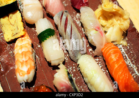 Selection of fine, traditional Nigiri Sushi Stock Photo