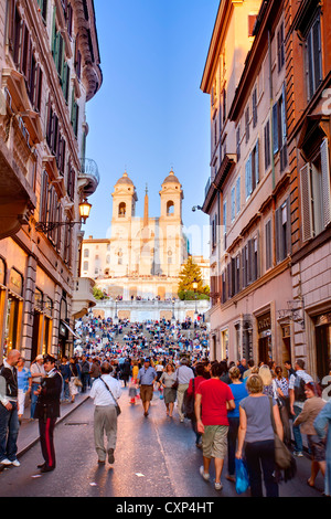 Crowd of People around Spanish Steps, Rome Stock Photo