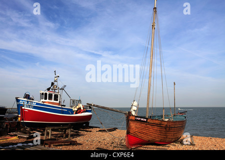 Fishing boats on the beach, Deal Town, Kent County; England; UK Stock Photo
