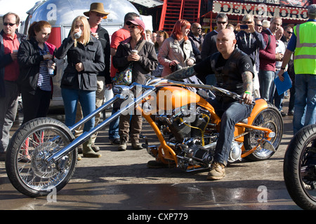 Chopper  motorcycle at a show in Gloucestershire England Stock Photo