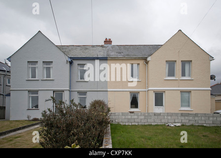 Semi-detached house in  St Dennis, Cornwall, UK. Stock Photo