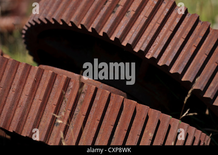 Large gear parts in storage Stock Photo