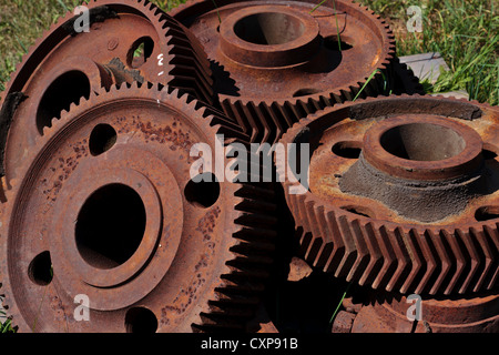 Large gear parts in storage Stock Photo