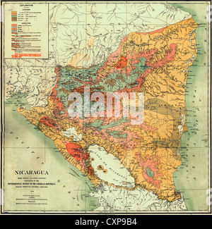 Map of Nicaragua 1903 Stock Photo