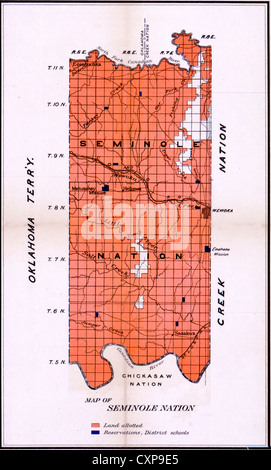 Seminole nation map - Oklahoma, 1902 Stock Photo