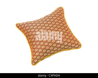 nice craft square cushion from shiny silk isolated Stock Photo