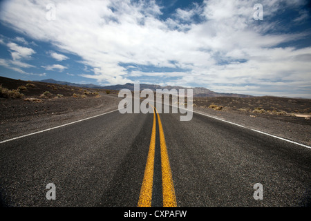 Paved road through Death Valley National Park, California, United States of America Stock Photo
