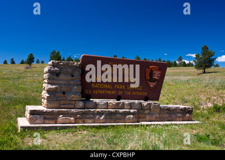 National Park Service welcome sign, Wind Cave National Park, South Dakota, United States of America Stock Photo