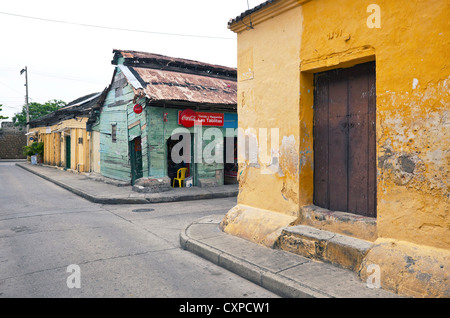 Old houses in Getsemani district, Cartagena de Indias, Colombia Stock Photo