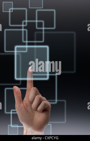 Pushing a button on touch screen Stock Photo