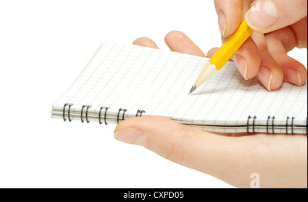 Business people taking notes isolated on white Stock Photo