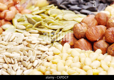 seeds and nuts with collection Stock Photo