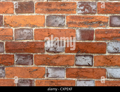 An example of Flemish Bond brickwork with horizontal bricks (stretchers) alternating with end-on (headers) Stock Photo