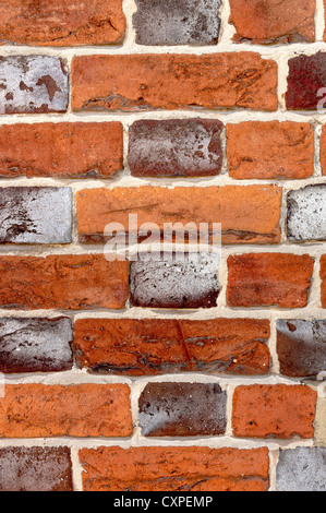 An example of Flemish Bond brickwork with horizontal bricks (stretchers) alternating with end-on (headers) Stock Photo