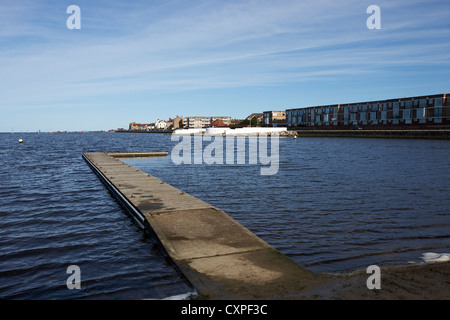 Jetty at Marine Lake in West Kirby Wirral UK Stock Photo