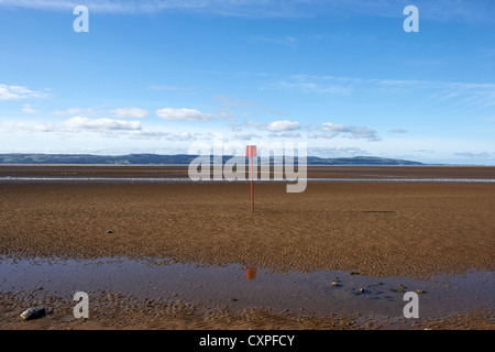 Beacon on the River Dee estuary in West Kirby, the Wirral uk Stock Photo