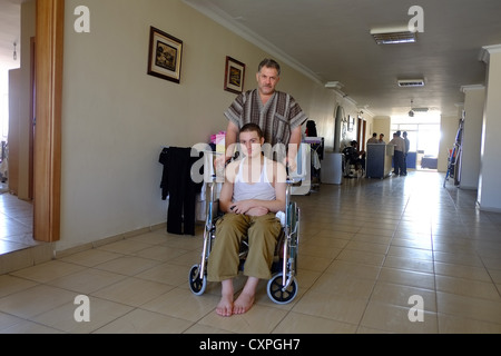 In a secret make shift hospital close to the Turkey and Syrian border a hotel was comaderar to be used for the Syrian freedom fi Stock Photo