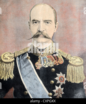 Portrait of King George I of Greece (1845-1913) Dressed in Military Uniform. Vintage Illustration or Old Engraving Stock Photo