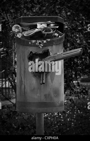 Full rubbish bin Stock Photo