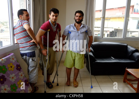 In a secret make shift hospital close to the Turkey and Syrian border a hotel was comaderar to be used for the Syrian freedom fi Stock Photo